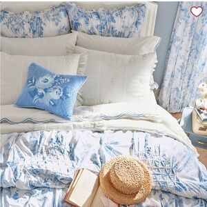 LoveShackFancy x Pottery Barn Scalloped Blue and White Sheet Set